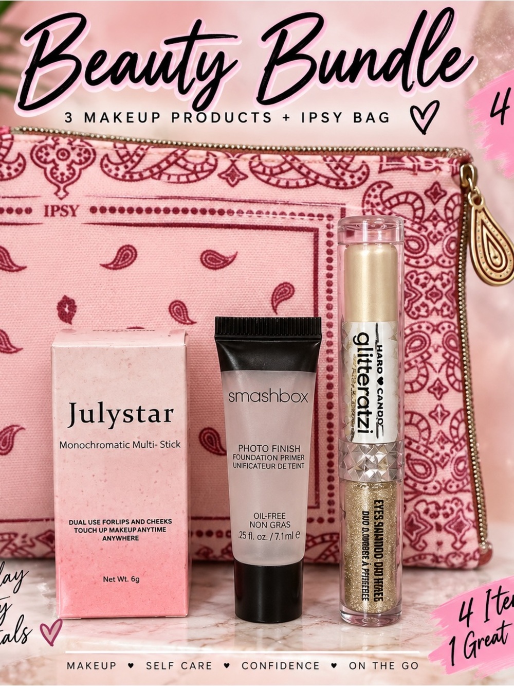 Pink Paisley Beauty Bundle - 4-Piece Makeup Set